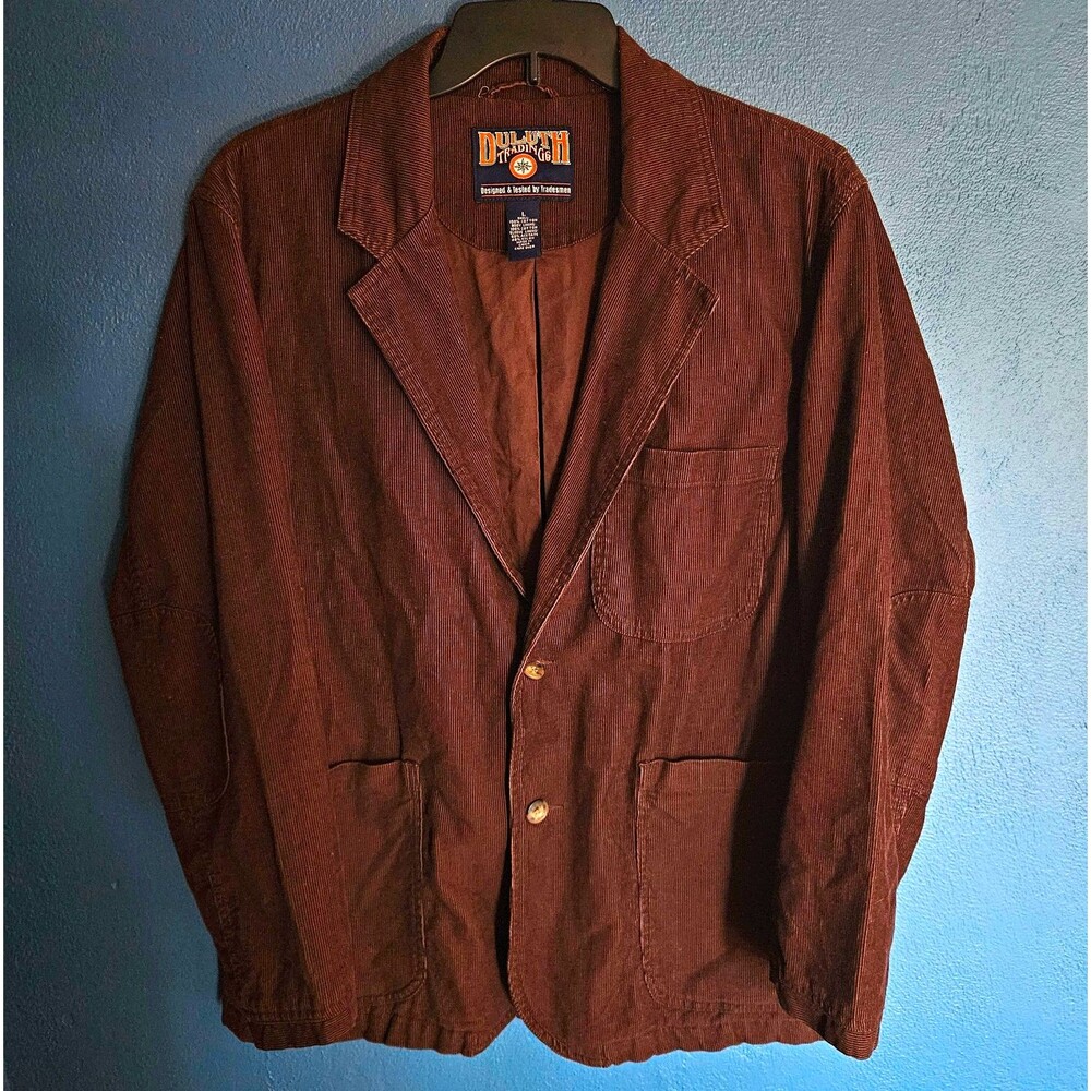 Duluth Trading Co Blazer Jacket Heavy Corduroy Mens L Brown Chore Coat 86002